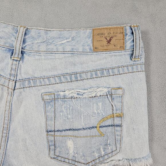 Vtg American Eagle Shorts Womens 8 Distressed Denim Micro Mini Y2K Low Rise - Picture 7 of 12